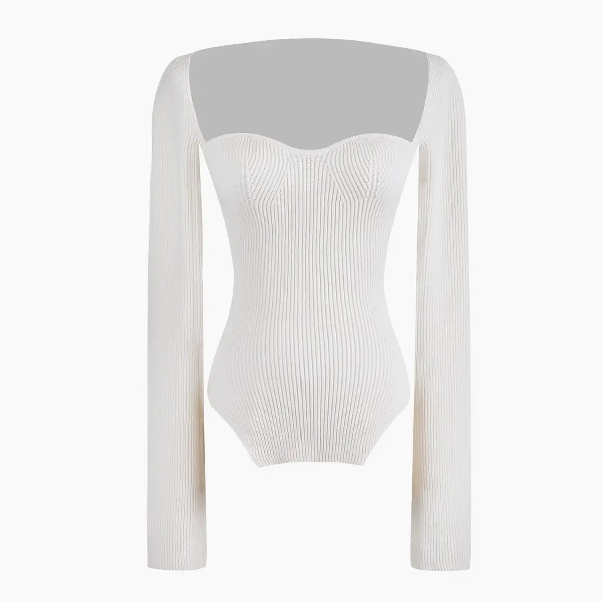 Ribbed Sweetheart Long Sleeve Top Rieworkes