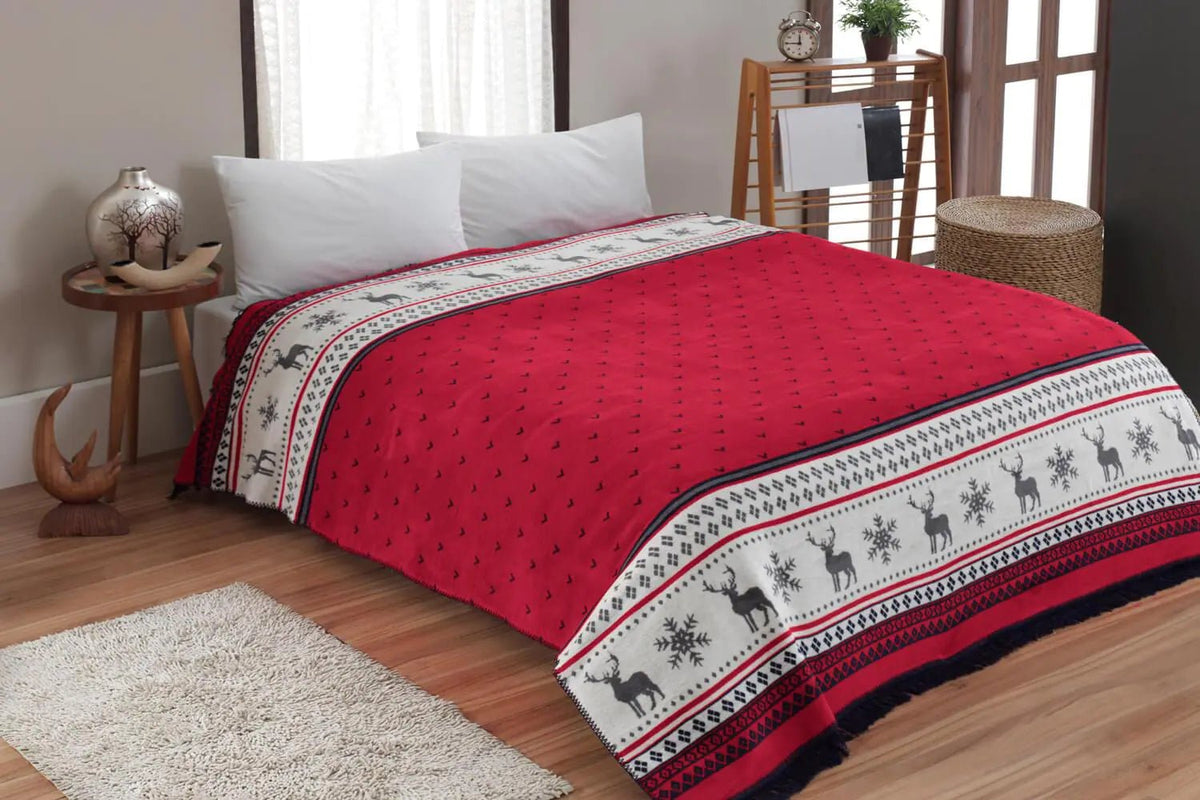 Aksu Double Cotton Blanket 180x220 Carmelo - Rieworkes