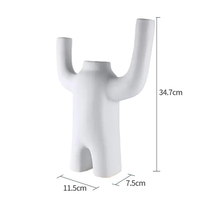 Creative Ceramic Robot Vase Modern Decor Home Desktop Small Robot Upright Dried Flower Vase Living Room Decoration Accessories Rieworkes
