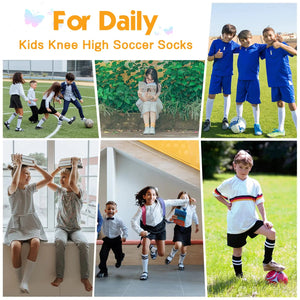 American Trends Kids Toddler Soccer Socks Knee High Tube long Socks Three Stripes Uniform Socks for Boys Girls 1 - 9 years 1 - 3T 1 Pack Navy Blue White - Rieworkes
