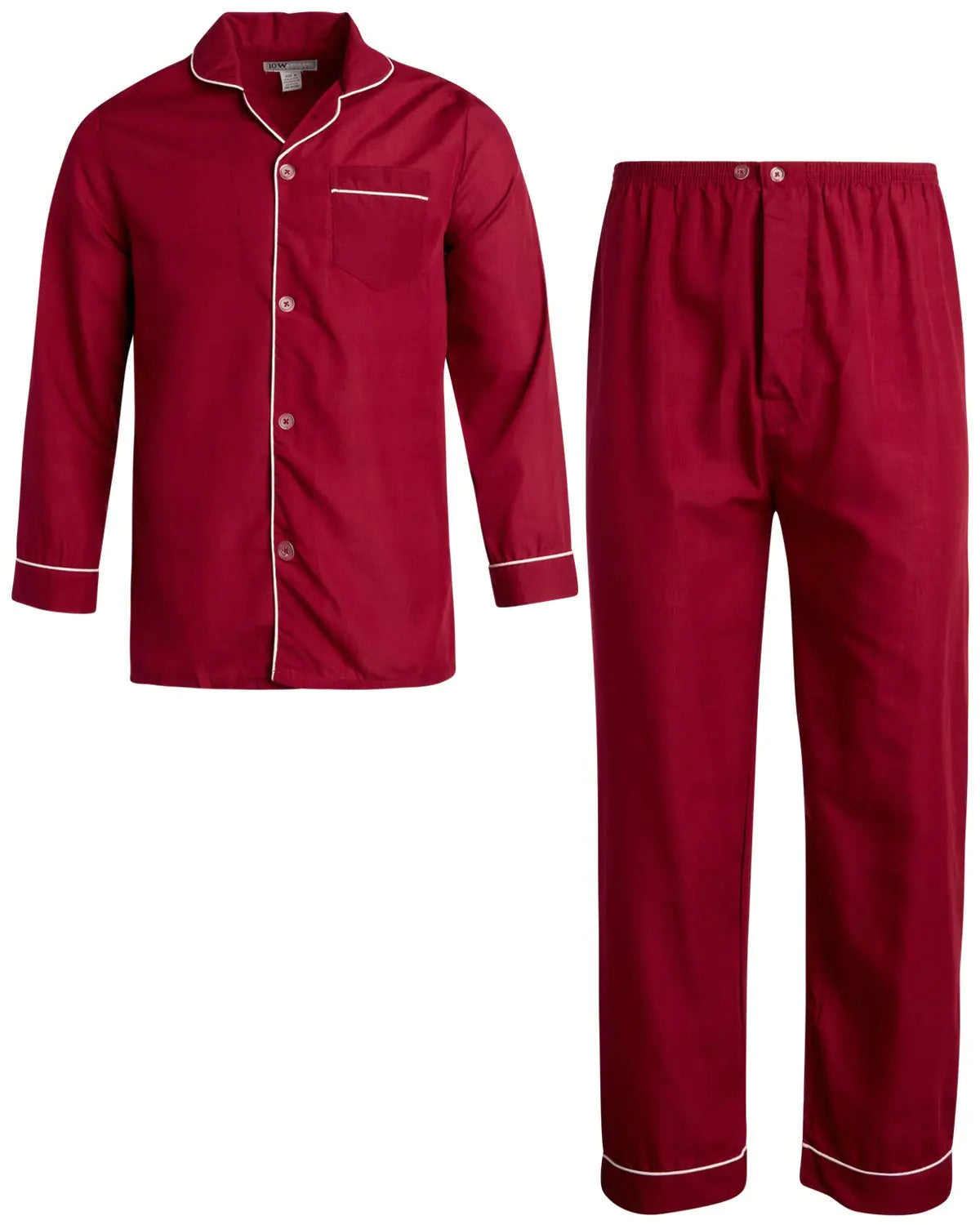 Ten West Apparel Men’s Pajamas Set - Long Sleeve Button Down Sleep Shirt and Pajama Bottoms Sleepwear Set Size XX-Large Red Rieworkes