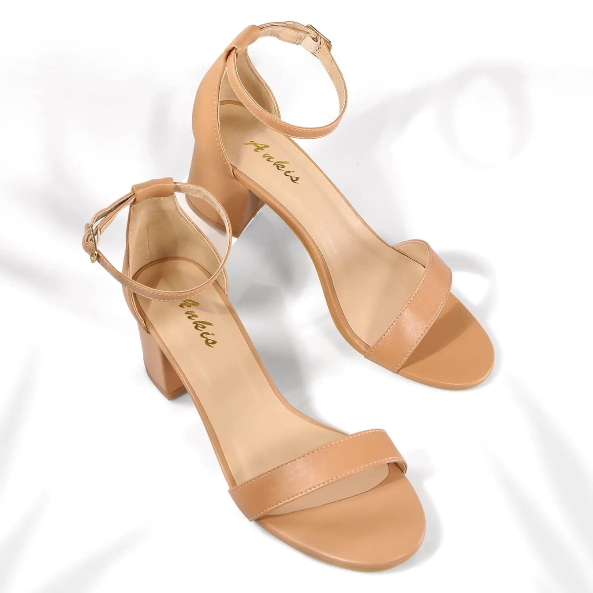 Ankis Nude Silver Black Heels Women's Open Toe Ankle Strap Block Chunky Low Heeled Sandal Comfortable Office Wedding Dress Pump Shoes Standard Size 2.25 Inches Heel Design 6.5 Nude Pu - Rieworkes