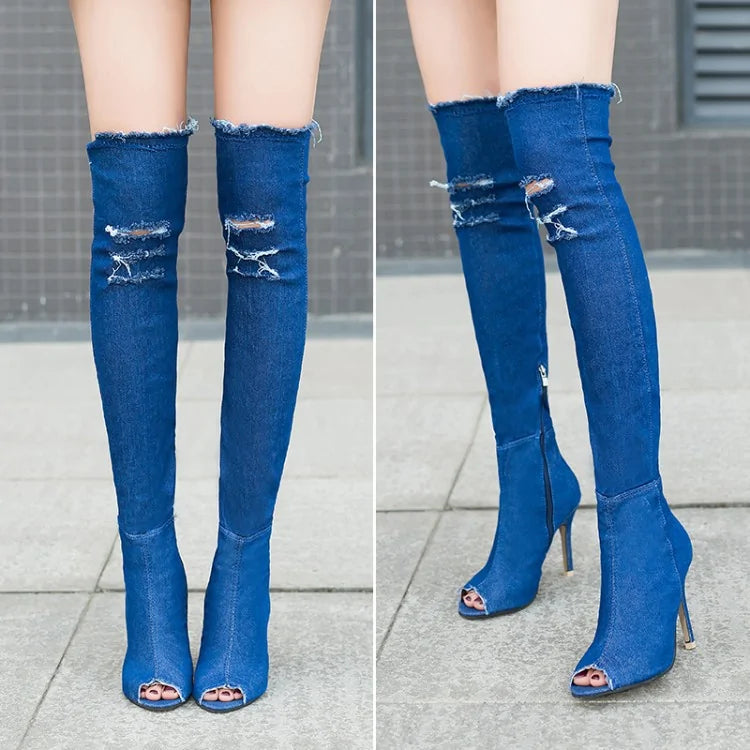 Over The Knee Denim Boots Rieworkes