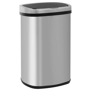 Furniture of America Verbena 13 Gallon Metal Household Trash Can Motion Sensor Lid for Kitchen Silver Rieworkes