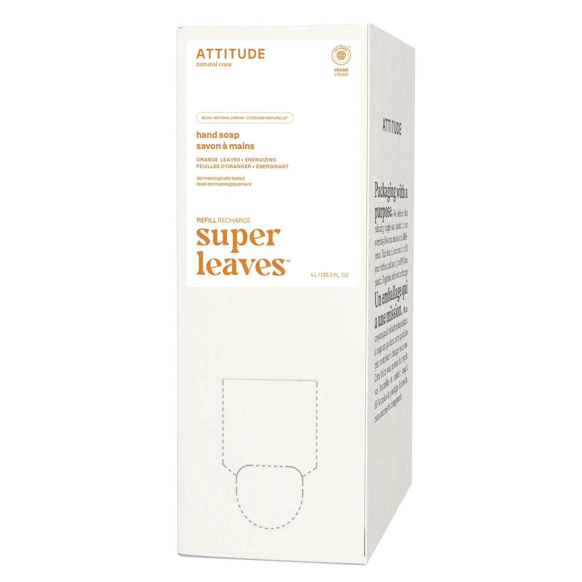ATTITUDE Liquid Hand Soap, EWG Verified, Plant and Mineral - Based, Vegan Personal Care Products, Orange Leaves, 135.26 Fl Oz 1.06 Gallon (Pack of 1) - Rieworkes