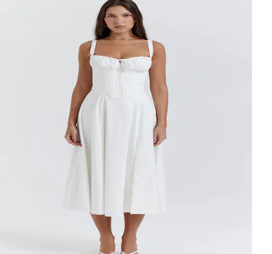 Parisian Dress - Waist Shaping Floral Maxi Dress (One Piece) Mimarta