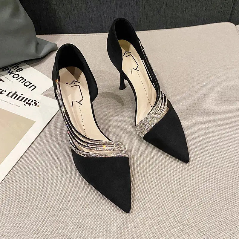 High Heels Black Suede Gold Leather Rieworkes