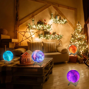 16-Color 3D LED Moon Light with Stand - Night Light Mimarta