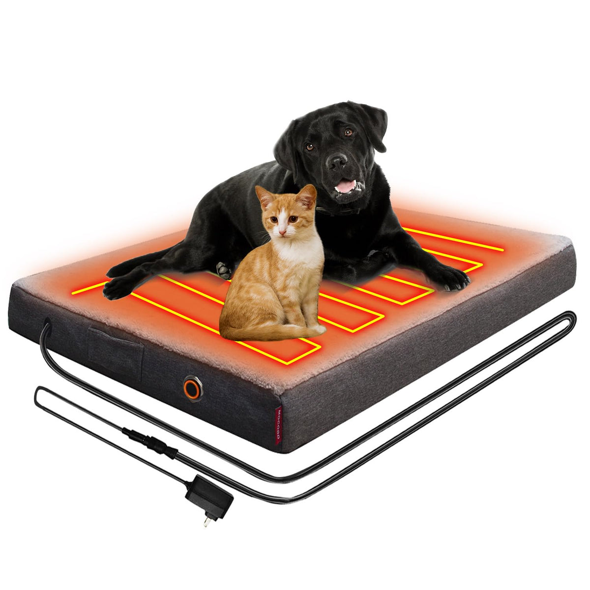 mocobd Upgraded Heated Dog Bed with Enlarged Heating Area Orthopedic Dog Bed with Memory Foam Heated Pet Bed & Removable Waterproof Cover for Medium Large Jumbo Dogs/M Mimarta