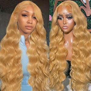 Honey Blonde Wig Human Hair 13x6 Body Wave HD Lace Front Wigs Human Hair Pre Plucked With Baby Hair 180% DensityHoney Blonde Lace Frontal Human Hair Wigs 27# Blonde Colored Wig Human Hair 28 Inch Mimarta