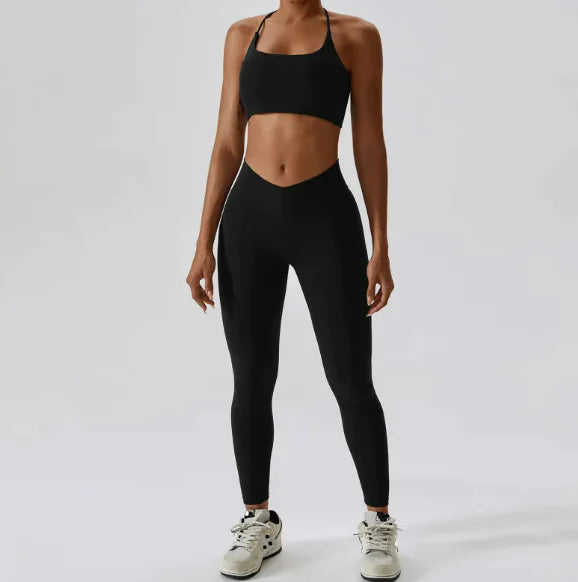 Back Striped Design Sports Yoga Suit Rieworkes