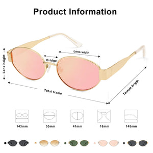 SOJOS Retro Oval Sunglasses for Women Men Trendy Sun Glasses Classic Shades UV400 Protection SJ1217 Gold/Grey Rieworkes