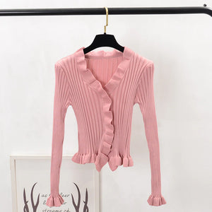 Women Ruffles Sweaters Cardigans Rieworkes