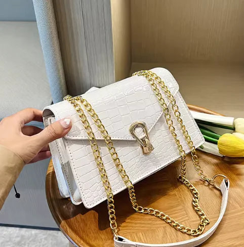 Luxury Chain Detail PU Leather Messenger Bag Rieworkes
