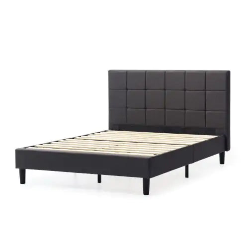 Upholstered Platform Bed Square Stitch - King Rieworkes