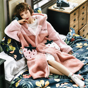 Hooded Coral Fleece Kimono Robe for Women Mimarta