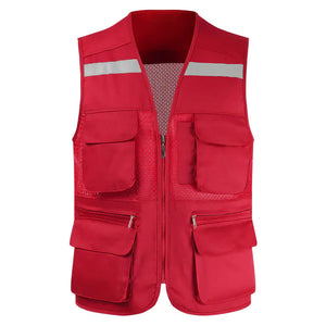 Men's Reflective Safety Vest with Multi-Pocket Mesh Design Mimarta