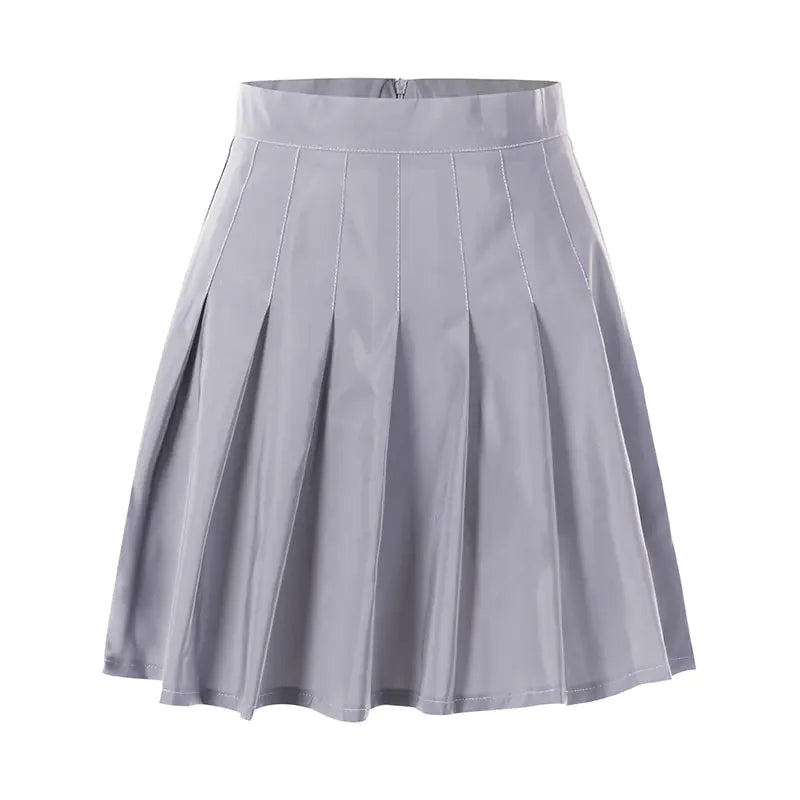 Reflective Pleated Skirt with Zipper for Women Mimarta