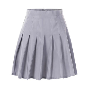 Reflective Pleated Skirt with Zipper for Women Mimarta