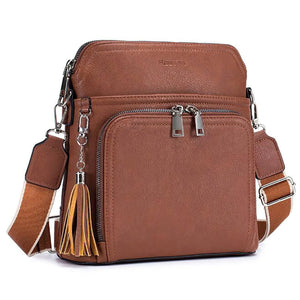 Crossbody Purse for Women,Lightweight Medium Crossbody Bag Soft Leather Women's Shoulder Handbags with Tassel Taupe Rieworkes
