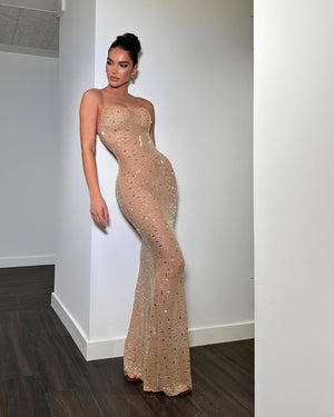 Rhinestone Suspender Sheath Sexy Fashion Dress Mimarta
