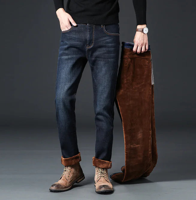 Warm Oversized Slim Straight Winter Fleece Pants for Men Mimarta