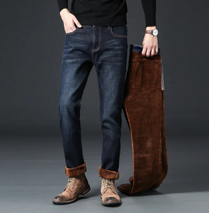 Warm Oversized Slim Straight Winter Fleece Pants for Men Mimarta