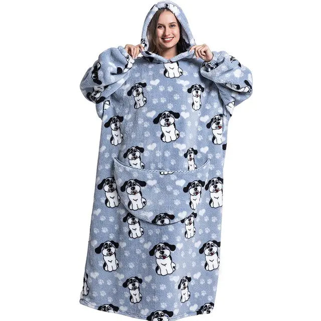 Oversized Long Blanket Hoodie Autumn Winter Fleece Rieworkes