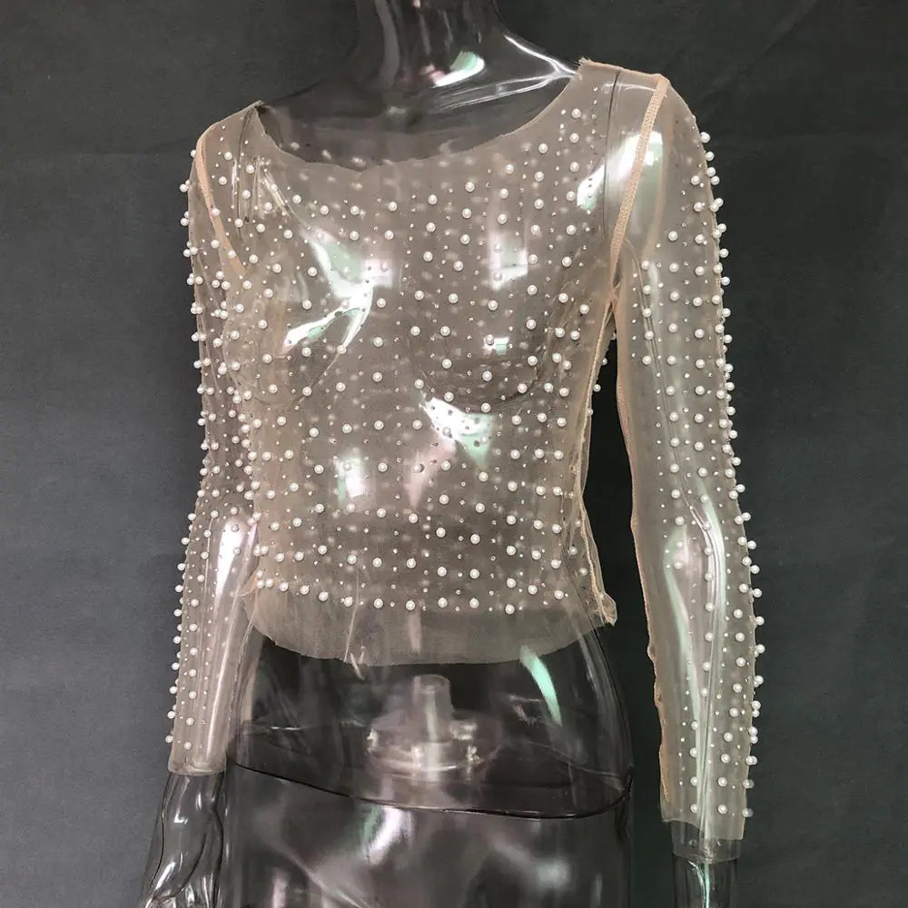 Mesh Patchwork Crop: Elegant Glam Rieworkes