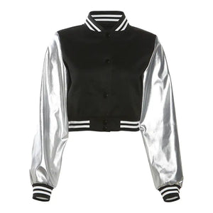 Metallic Cropped Varsity Jacket Rieworkes