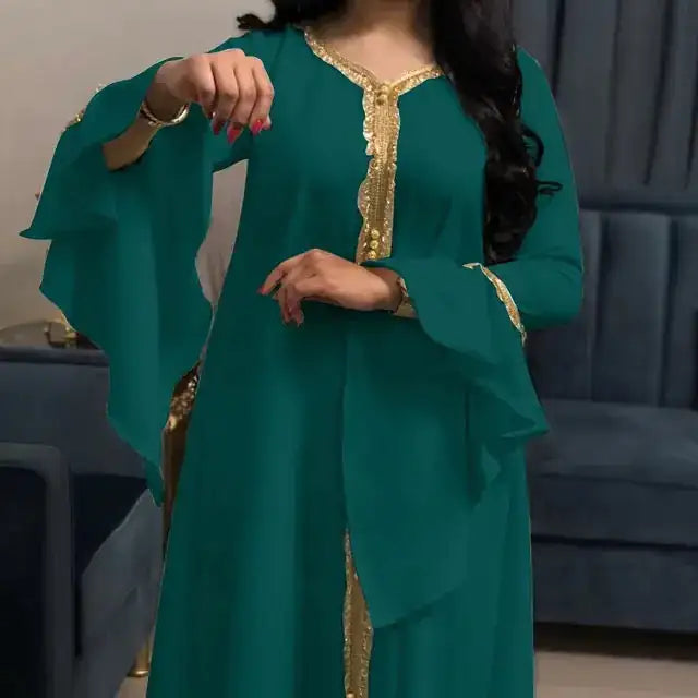 Modest Fashion For Women With Ruffled Sleeves And Embroidered Abaya Rieworkes