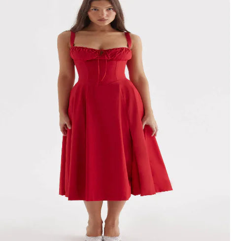 Parisian Dress - Waist Shaping Floral Maxi Dress (One Piece) Mimarta