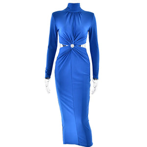 Fashionable Women's Half Turtleneck Long Sleeve Dress Mimarta
