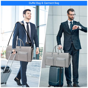 Convertible Garment Bag with Toiletry Bag, Modoker Carry on Garment Duffel Bag for Men Women - 2 in 1 Hanging Suitcase Suit Travel Bags, Light Grey Rieworkes