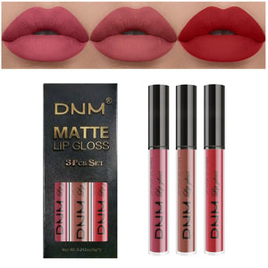 DNM Non-Stick Lip Gloss 3-Piece Set - Matte Metallic Mimarta