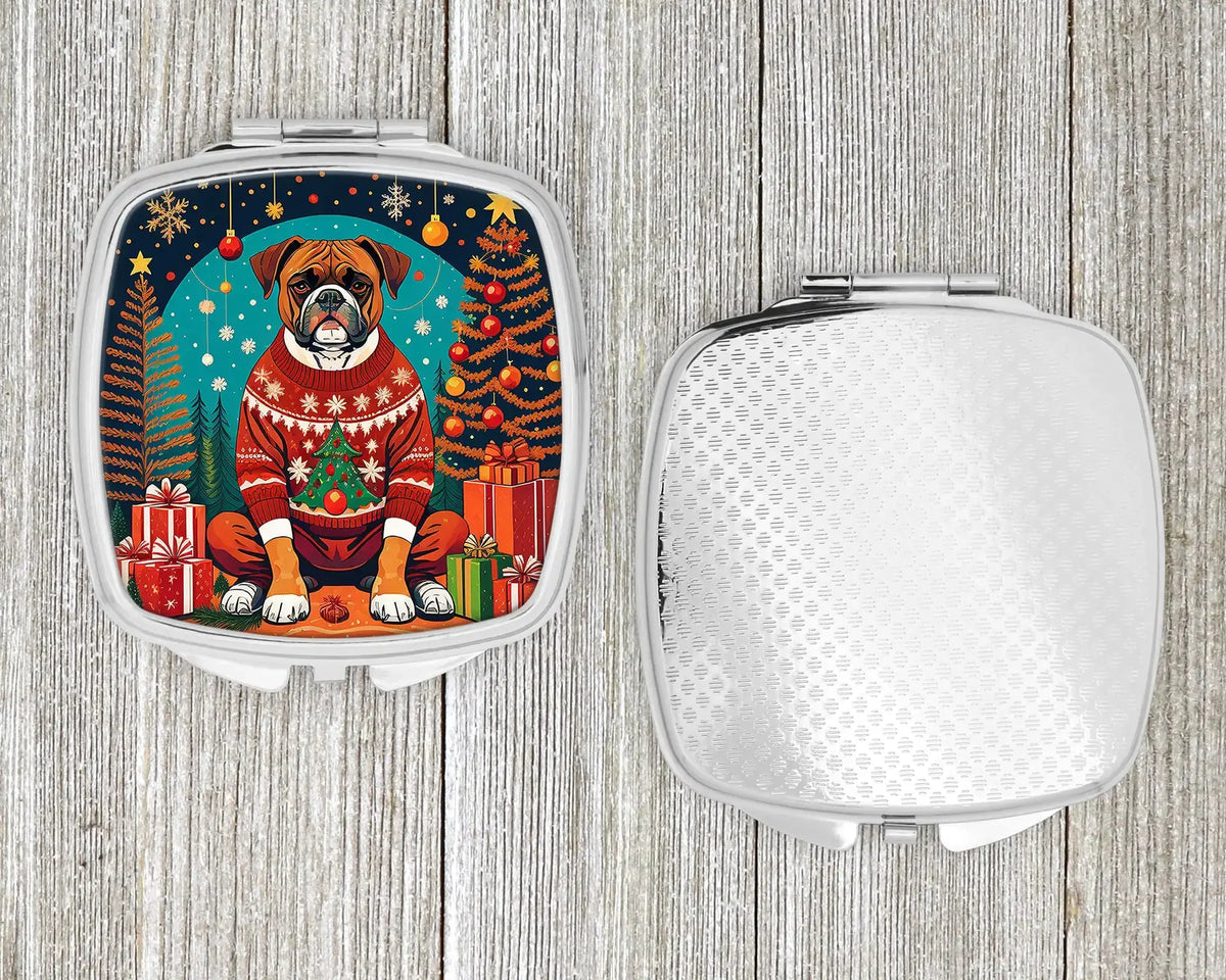 Boxer Christmas Compact Mirror Rieworkes