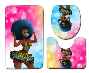 African Woman Bathroom Mat Set - Non-Slip Design Mimarta