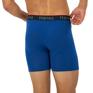Hanes Total Support Pouch Men's Boxer Brief Underwear, Anti-Chafing, Moisture-Wicking Odor Control, 3-Pack (Reg or Long Leg) Large Regular Leg - Blue/Red/Black - 3 Pack Rieworkes