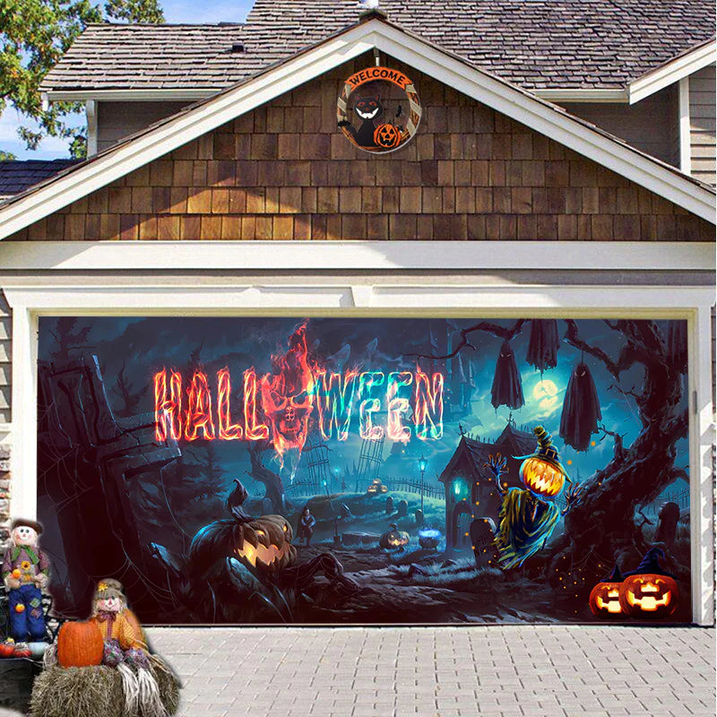 Halloween Misty Forest Garage Door Banner Rieworkes