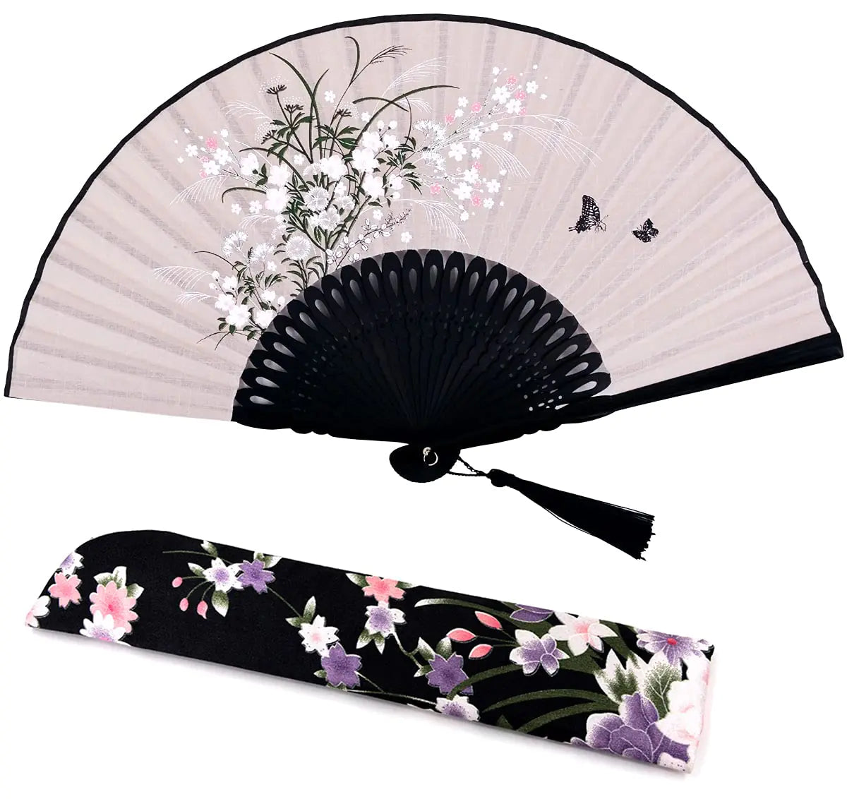 Amajiji Charming Elegant Modern Woman Handmade Bamboo Silk 8.27" (21cm) Folding Pocket Purse Hand Fan (CZT-10) Mimarta