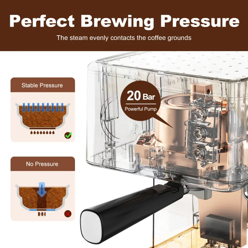 Geek Chef Espresso Machine, Espresso&Cappuccino Latte Maker 20 Bar Coffee Machine Compatible With ESE POD Capsules Filter&Milk Frother Steam Wand, 950W, 1.5L Water Tank,Ban Rieworkes