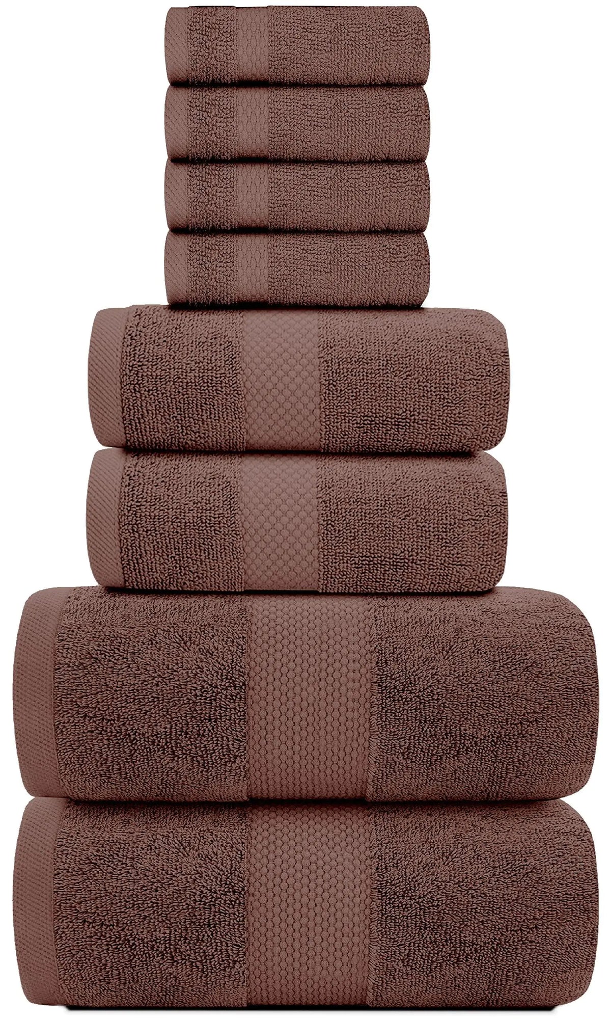 Luxury Brown Bath Towel 8 Piece Set Combed Cotton Hotel Quality Brown Towels Set Rieworkes
