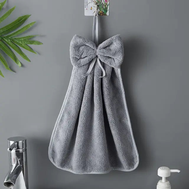 Microfiber Soft Quick Dry Cleaning Bowknot Hand Towels Rieworkes
