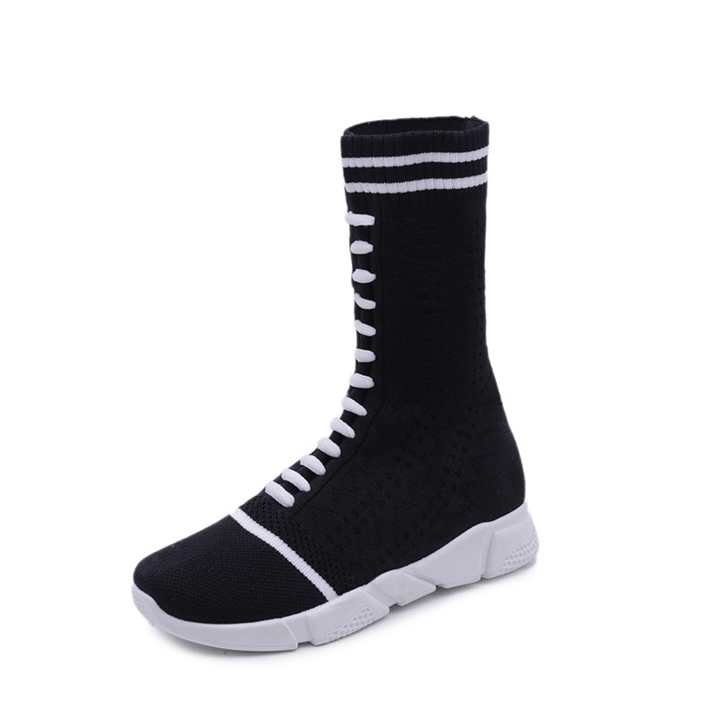 Autumn European Style Chunky Sole Knit Boots for Women Mimarta