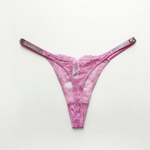Low Waist Rhinestone Thong Panties for Women Fitness Mimarta