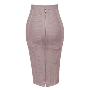 Sexy Solid Color Zipper Bodycon Dress Mimarta