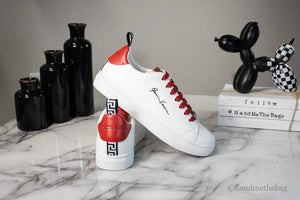 Versace White Red Vitello Leather Gianni Versace Signature Sneakers Mimarta