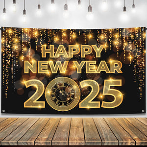 KatchOn XtraLarge Happy New Year Banner 2025 - New Year Backdrop 72x44 Inch | Happy New Year Decorations 2025 | New Years 2025 banner for New Years Eve Party Supplies 2025 | NYE Decorations 2025 Mimarta