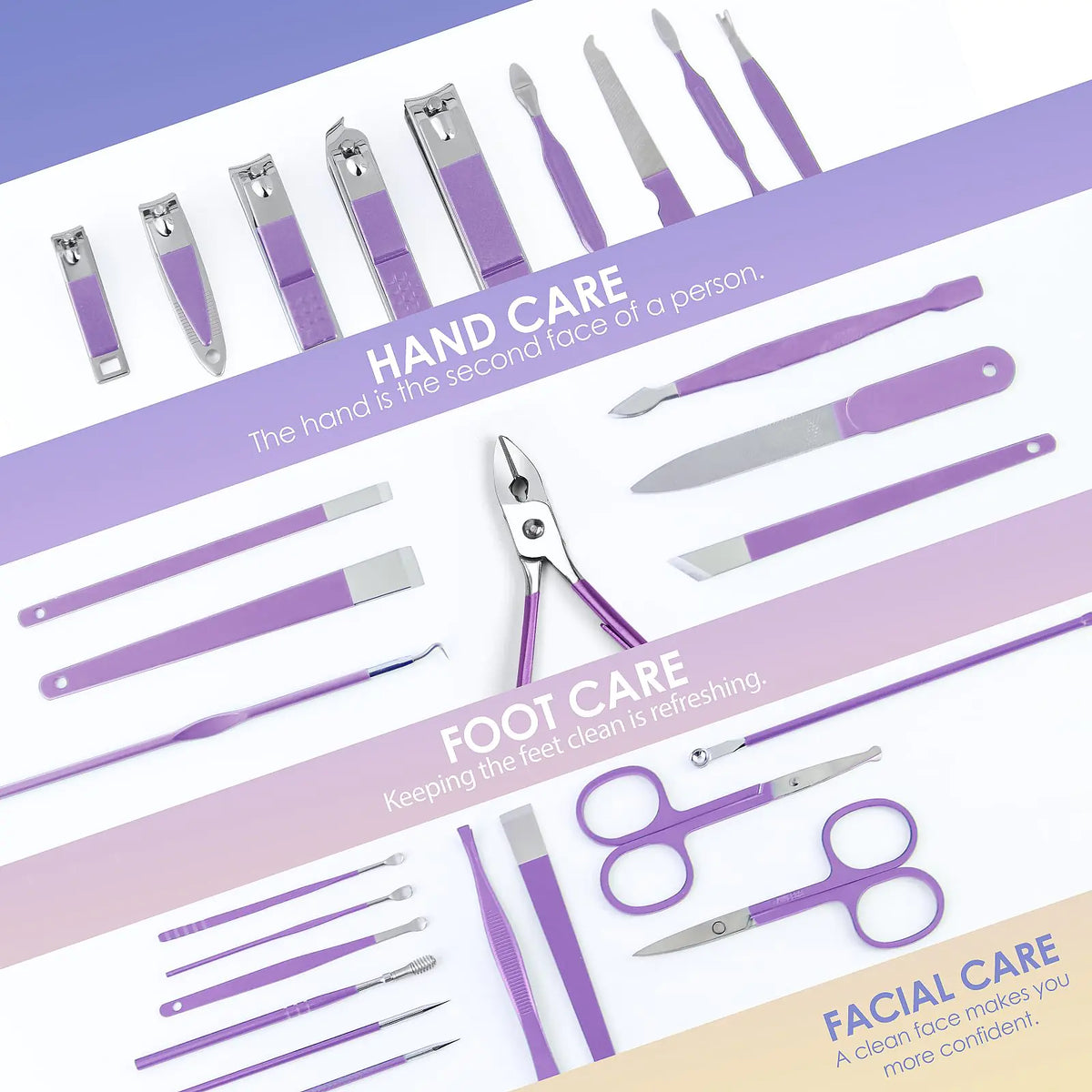 Manicure Set Professional Manicure Kit - 30 in 1 Pedicure Kit Nail Clippers Set Stainless Steel Nail Kit for Women - Purple 30 piece set Rieworkes