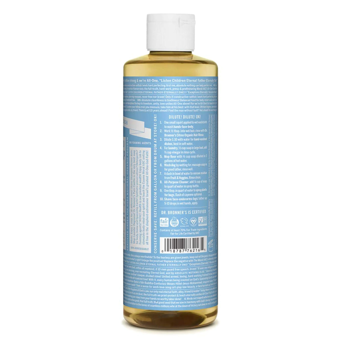 Dr. Bronner’s - Pure-Castile Liquid Soap (Baby Unscented, 16 Ounce) - Made with Organic Oils, 18-in-1 Uses: Face, Hair, Laundry & Dishes For Sensitive Skin & Babies, No Added Fragrance, Vegan, Non-GMO 16 Fl Oz (Pack of 1) Rieworkes